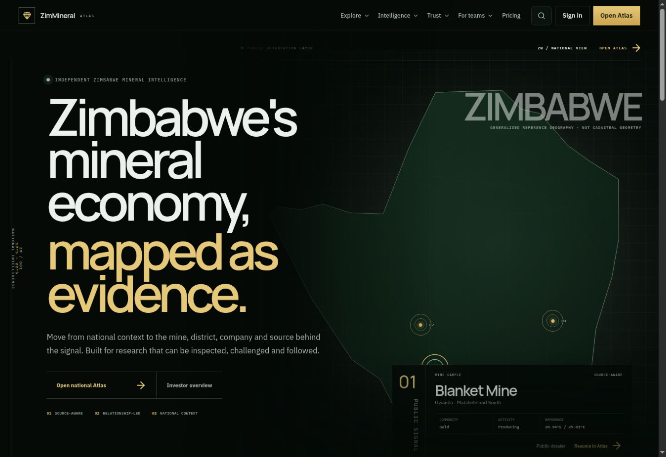 Zim Mineral Atlas evidence and mapping platform